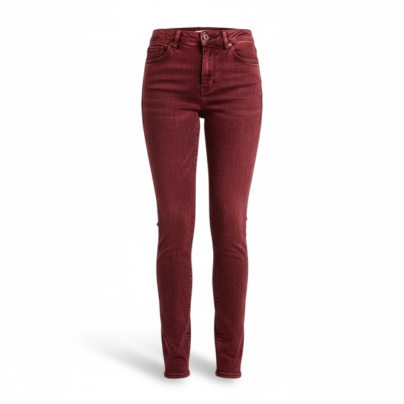 Topshop Denim - TOPSHOP JAIME- high waist Red Acid Wash Skinny jeans